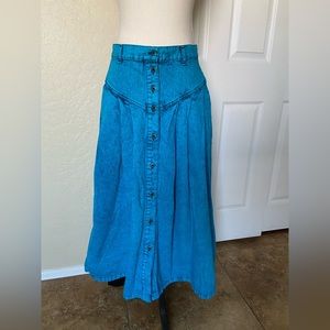 Vintage Sundance Acid Washed Turquoise Denim Skirt